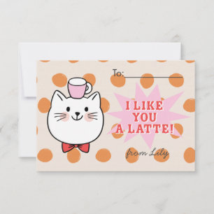 Like You A Latte Cat Kids' Valentine's Day Card