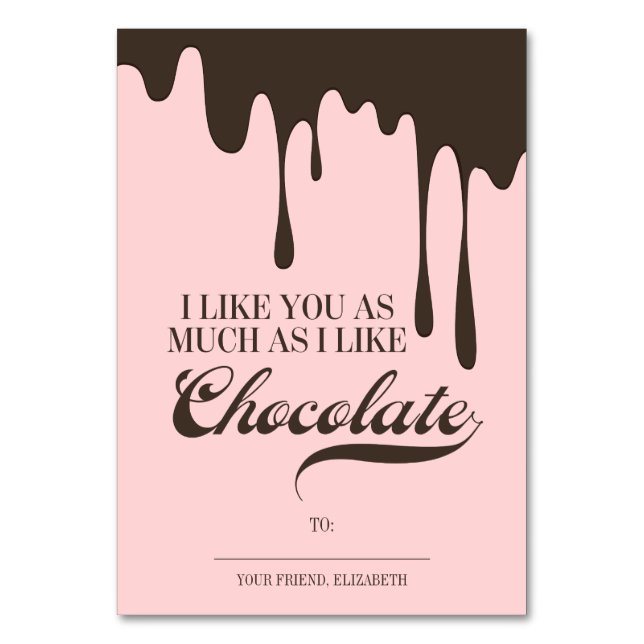 Like You and Chocolate Kids Classroom Valentine Table Number (Front)