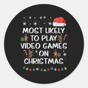 Likely Play Video Games Christmas Xmas Family Boys Classic Round Sticker