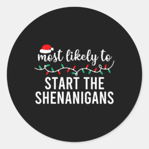 Likely To Christmas Matching Family Pyjamas Fun 10 Classic Round Sticker