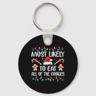 Likely To Eat All The Christmas Cookies Family Xma Key Ring