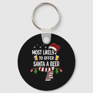 Likely To Offer Santa A Beer Fun Family Christmas Key Ring