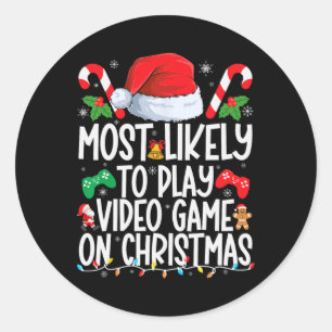 Likely To Play Video Game Family Matching Christma Classic Round Sticker