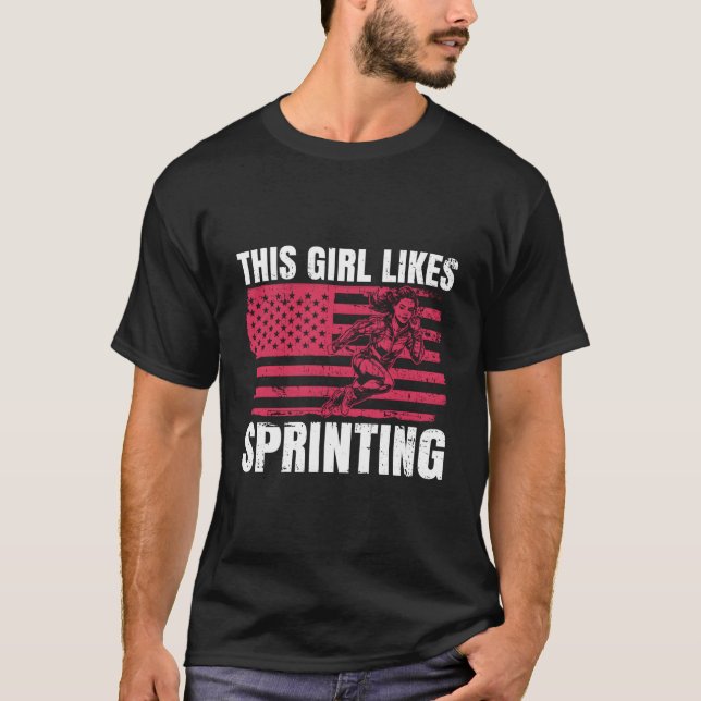Likes Sprinting Athletics Hobby Sprinter T-Shirt (Front)