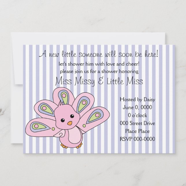 Lil' Baby Peacock Invitation (Front)