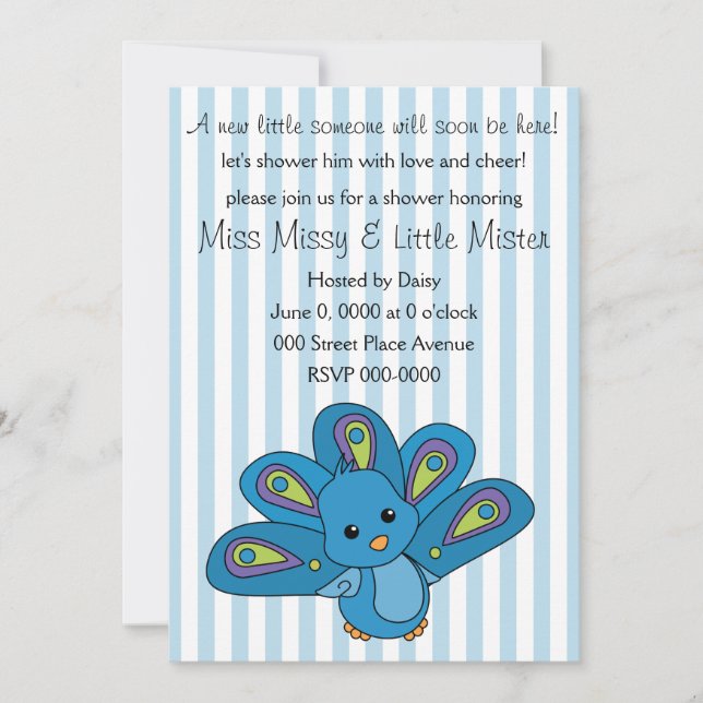 Lil' Baby Peacock Invitation (Front)