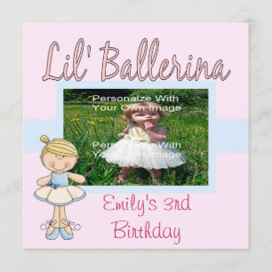Lil' Ballerina Party Invitations / Blue & Pink