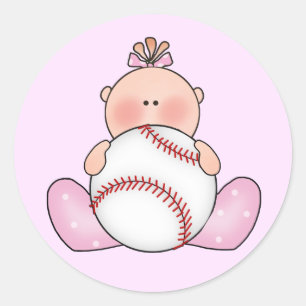 Lil Baseball Baby Girl Classic Round Sticker