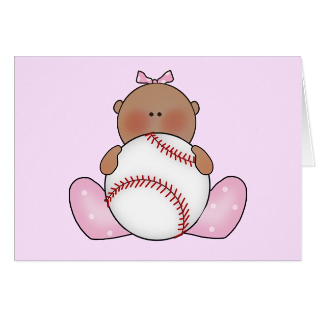 Lil Baseball Baby Girl - Ethnic Blank Card (Front Horizontal)