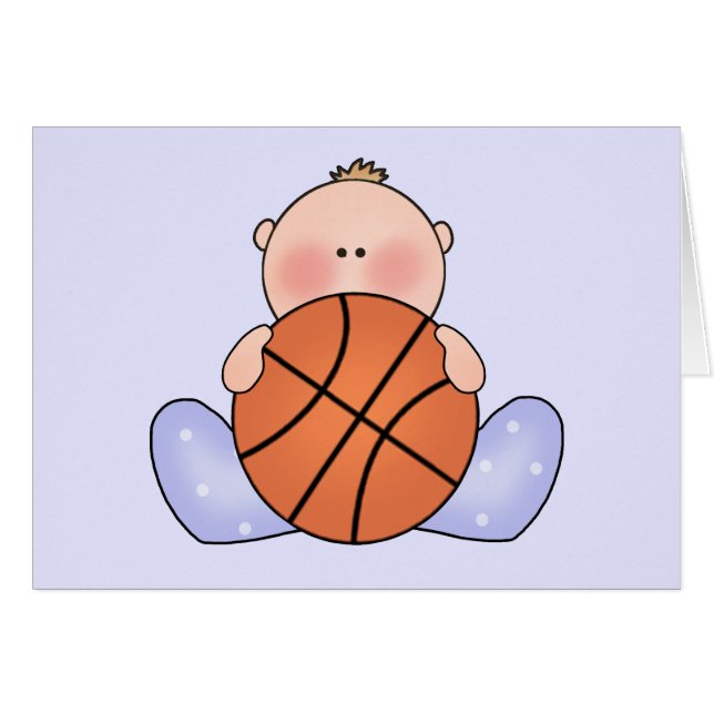 Lil Basketball Baby Boy Blank Card (Front Horizontal)