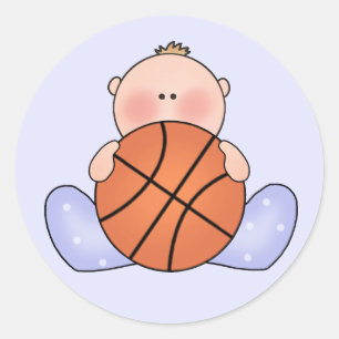 Lil Basketball Baby Boy Classic Round Sticker