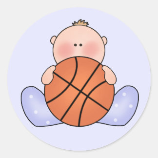 Lil Basketball Baby Boy Classic Round Sticker