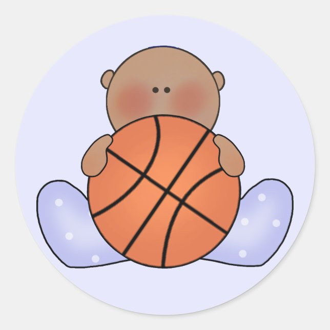 Lil Basketball Baby Boy - Ethnic Classic Round Sticker (Front)