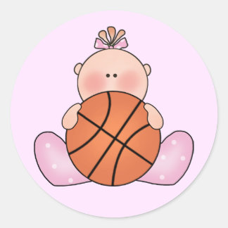 Lil Basketball Baby Girl Classic Round Sticker