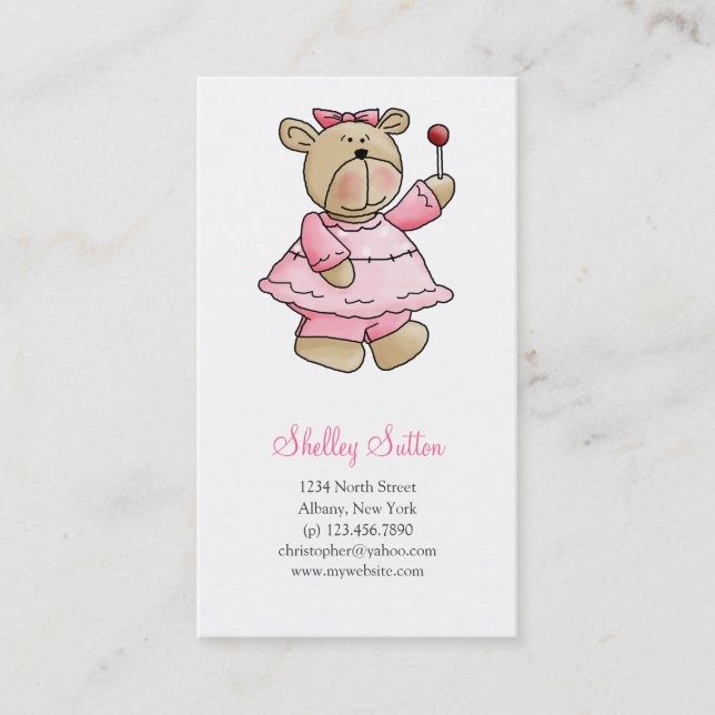 Lil' Bears · Baby Girl Pink Dress Business Card (Front)