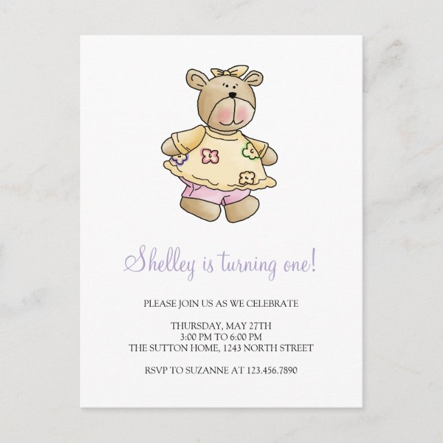 Lil' Bears · Baby Girl Yellow Dress Postcard (Front)