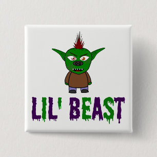 Lil' Beast Goblin Purple and Green Dripping Font 15 Cm Square Badge
