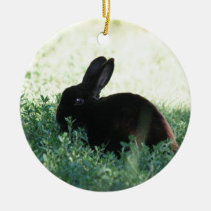 Lil Black Bunny Ceramic Tree Decoration