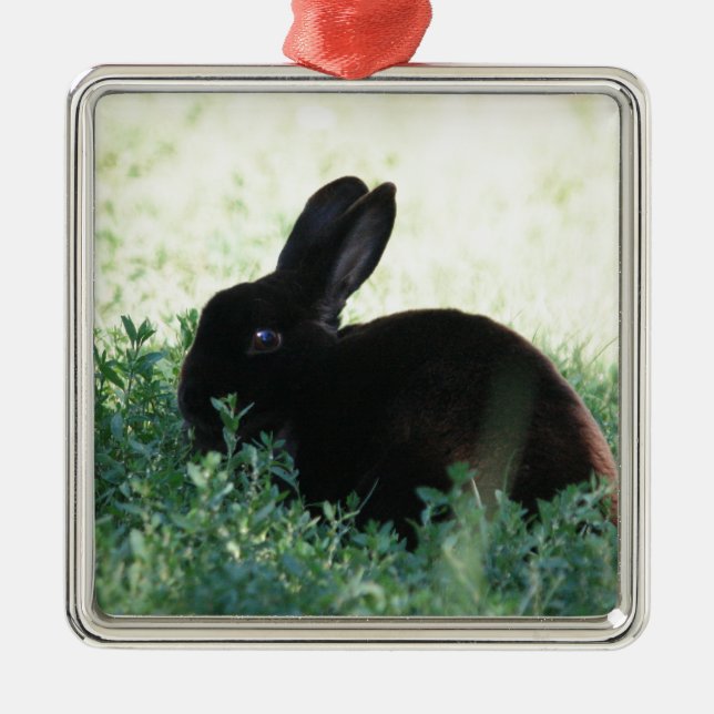 Lil Black Bunny Metal Tree Decoration (Front)