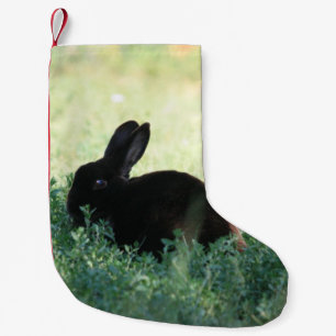 Lil Black Bunny Red Back Small Christmas Stocking