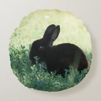 Lil Black Bunny  Round Cushion