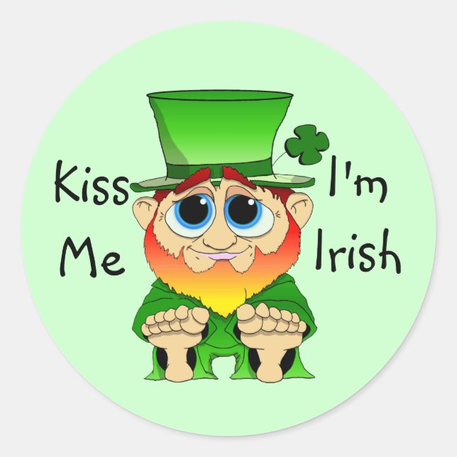 Lil Blarney  Kiss Me I'm Irish Classic Round Sticker (Front)