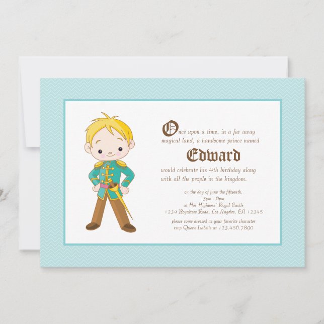 Li'l Blonde Prince Royal Birthday Invitation (Front)