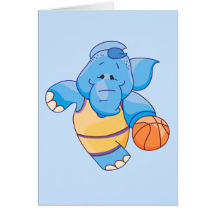 Lil Blue Elephant Basketball Blank Card