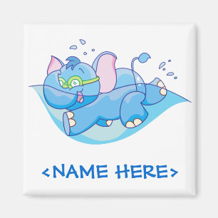 Lil Blue Elephant Swimming Magnet