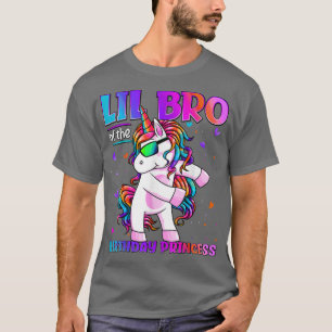 Lil Bro Of Birthday Princess Flossing Unicorn Lil  T-Shirt