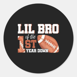 Lil Bro Of The 1 Year Old Birthday Football 1st Ye Classic Round Sticker