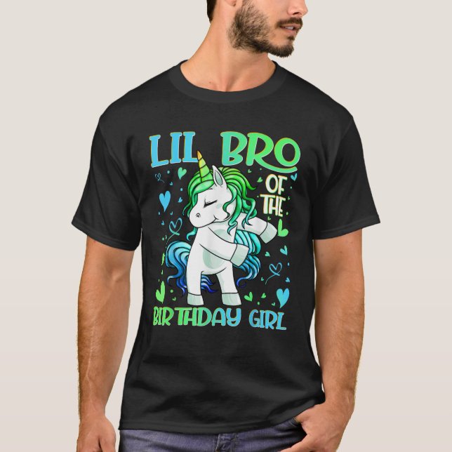 Lil Bro of the Birthday Girl Flossing Unicorn Litt T-Shirt (Front)