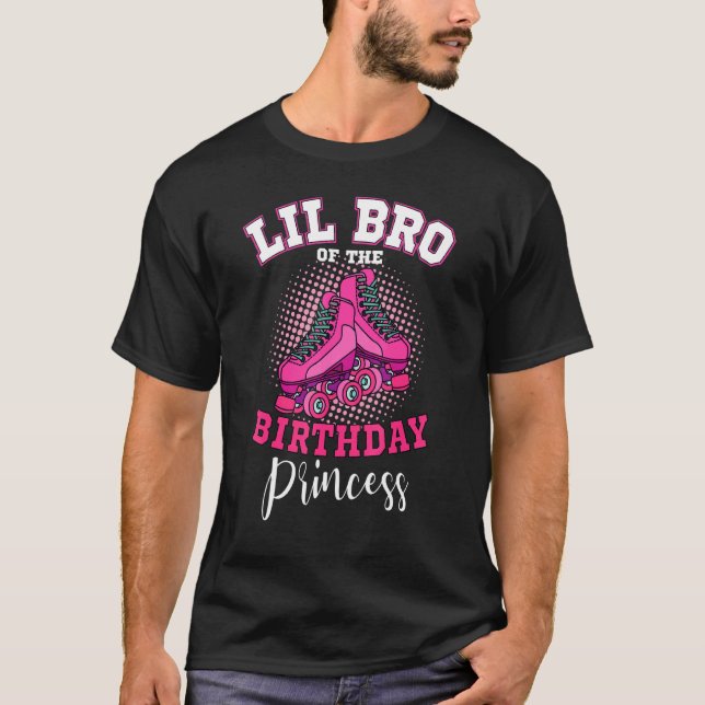 Lil Bro Of The Birthday Princess Roller Skates Ska T-Shirt (Front)