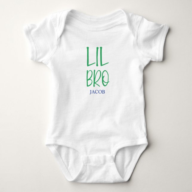 Lil Bro Sibling Name Baby Bodysuit (Front)