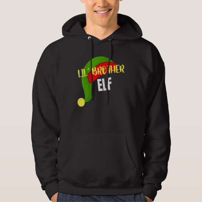 Lil Brother Elf Matching Family Group Christmas Pa Hoodie (Front)