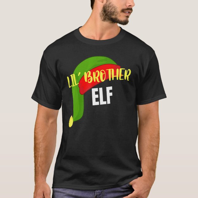 Lil Brother Elf Matching Family Group Christmas Pa T-Shirt (Front)