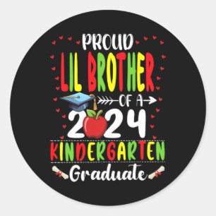 Lil Brother Of 2024 Kindergarten Graduate Graduati Classic Round Sticker