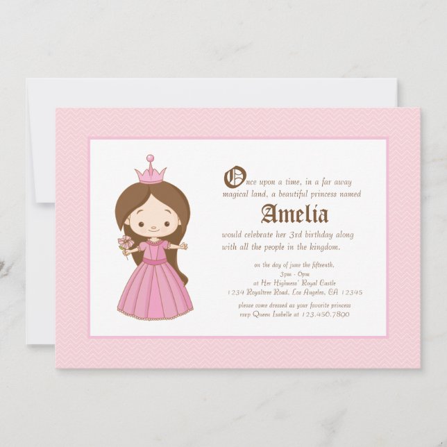 Li'l Brunette Princess Royal Birthday Invitation (Front)