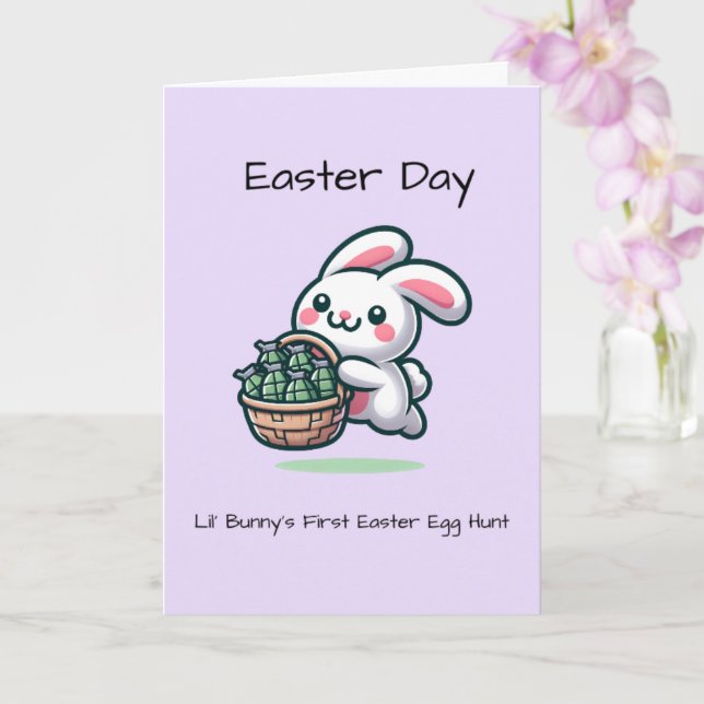 Lil' Bunny’s First Egg Hunt Easter Card (Orchid)