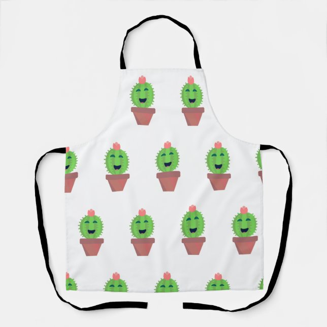Lil Cactus Cute Cartoon Succulent Fun Art Apron (Front)