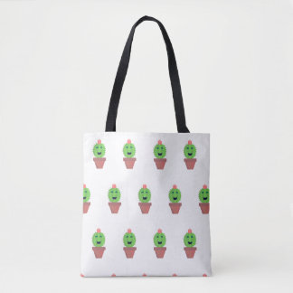 Lil Cactus Cute Cartoon Succulent Pattern Tote Bag