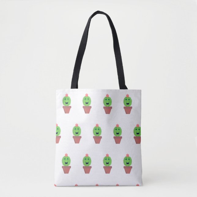 Lil Cactus Cute Cartoon Succulent Pattern  Tote Bag (Front)