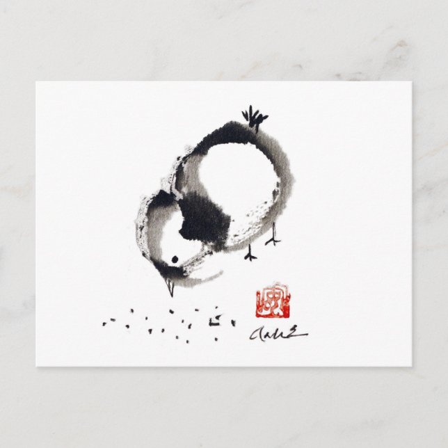 Lil Chick, Sumi-e by Andrea Erickson Postcard (Front)