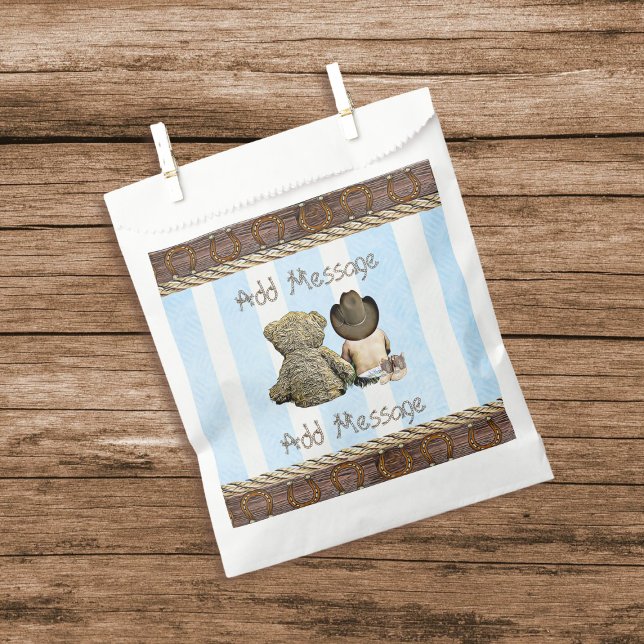 Lil Cowboy Baby Boy and Teddy Bear Baby Shower Favour Bags (Creator Uploaded)