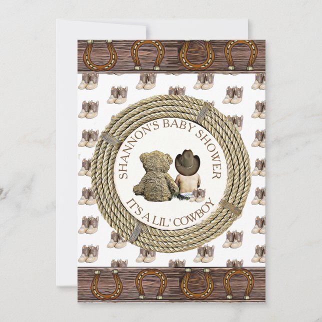 Lil' Cowboy boy Country and Western Baby Shower Invitation (Front)