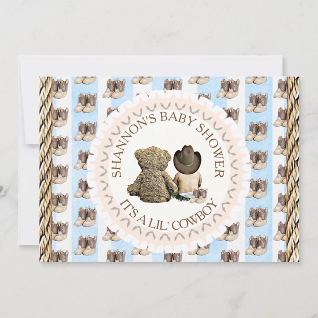 Lil' Cowboy boy Country and Western Baby Shower Invitation (Front)
