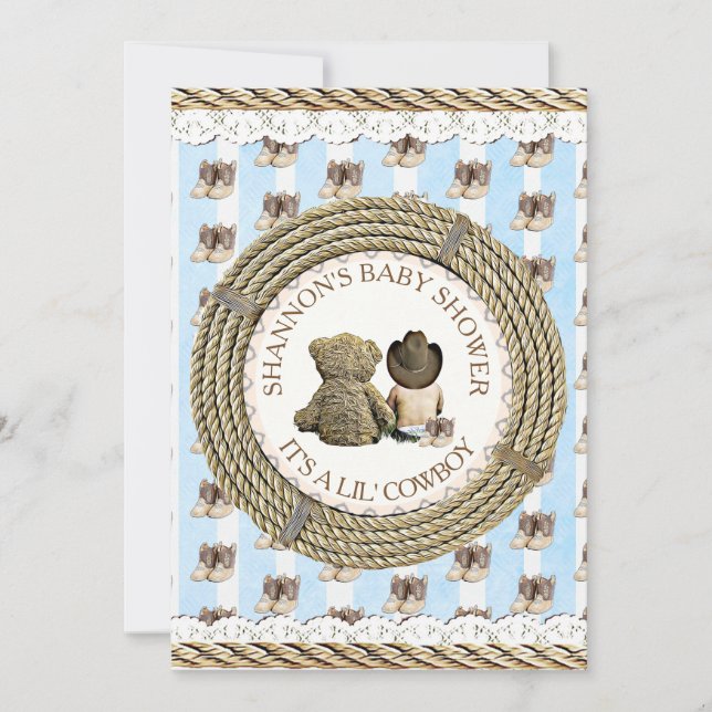 Lil' Cowboy boy Country and Western Baby Shower Invitation (Front)