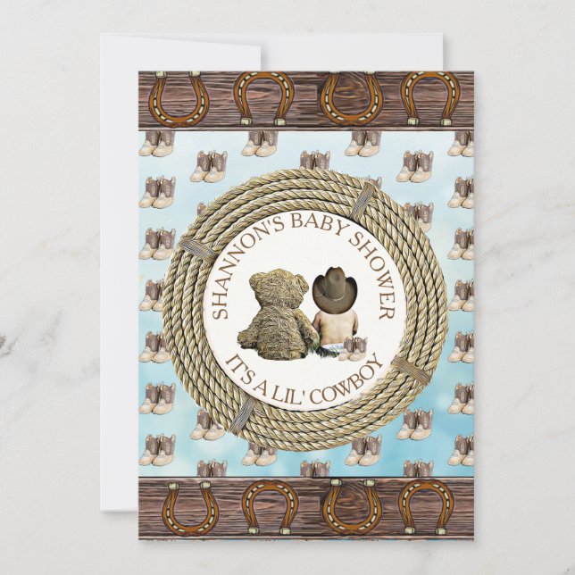 Lil' Cowboy boy Country and Western Baby Shower Invitation (Front)