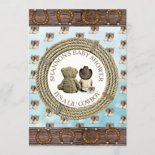 Lil' Cowboy boy Country and Western Baby Shower Invitation