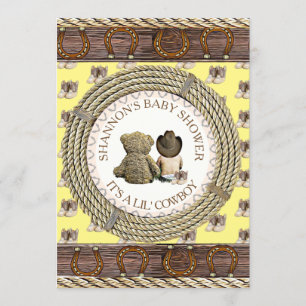 Lil' Cowboy Rustic Country and Western Baby Shower Invitation
